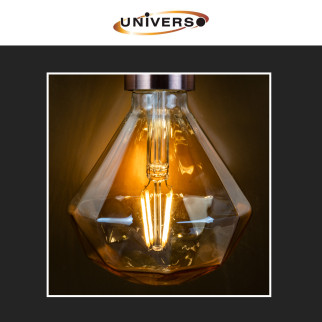 Lampadina LED E27 4W Diamante Filament Ambrata Universo