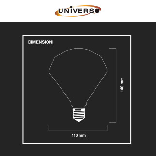 Lampadina LED E27 4W Diamante Filament Ambrata Universo