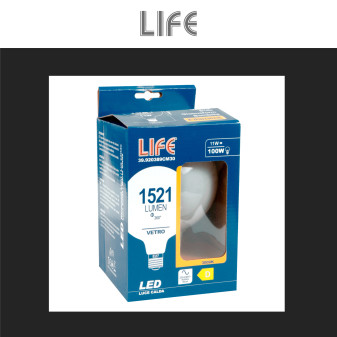 Lampadina LED E27 11W G125 Globo Filament Milky in Vetro Life