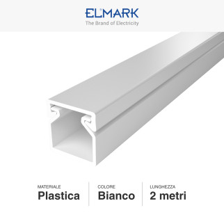 Canalina Passacavi 12x12 in Plastica Colore Bianco Elmark