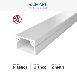 Canalina Passacavi Adesiva 15x10 Plastica Bianco Elmark