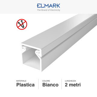 Elmark Canalina Passacavi Adesiva 16x16 Plastica Bianco