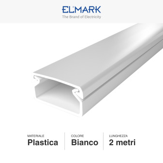 Elmark Canalina Passacavi 20x10 in Plastica Colore Bianco