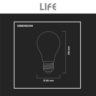 Life Lampadina LED E27 7W Bulb A60 Goccia Filament Vetro Milky