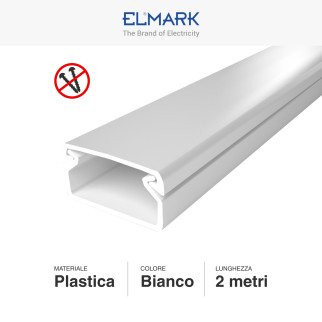 Elmark Canalina Passacavi Adesiva 20x10 Plastica Bianco