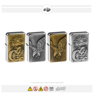 Champ Eagle&Bike Accendino Ricaricabile Antivento a Benzina