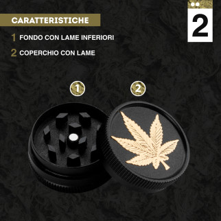 Grinder 2 Parti in Metallo Nero Champ High 3 Tritatabacco