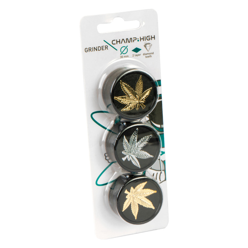 Grinder 2 Parti in Metallo Nero Champ High 3 Tritatabacco