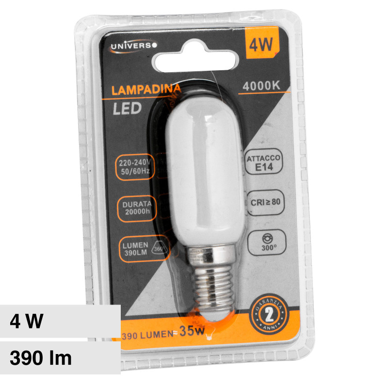 Lampadina LED E14 4W Tubolare T25 SMD Universo