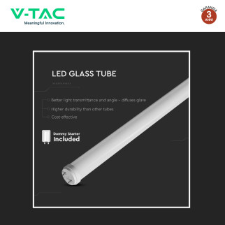 VT-1221 25 Tubi LED T8 G13 18W SMD 120cm in Vetro V-Tac
