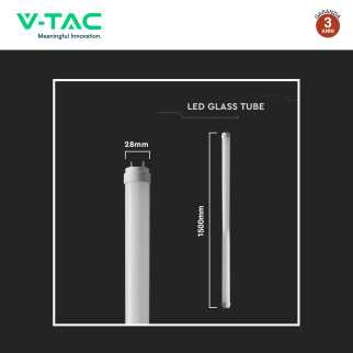 VT-1575 25 Tubi LED T8 G13 20W SMD 150cm in Vetro V-Tac