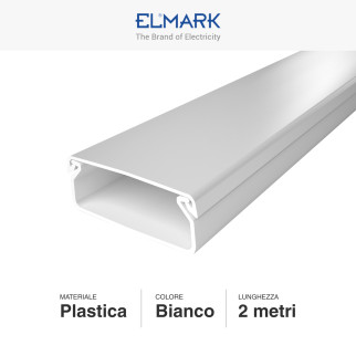 Elmark Canalina Passacavi 40x16 in Plastica Colore Bianco