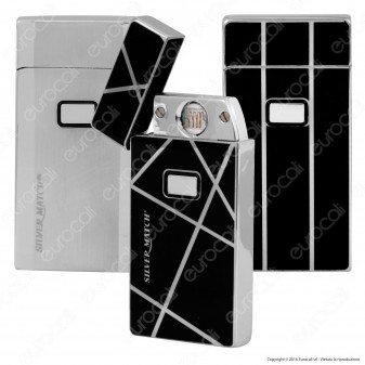 Silver Match Accendino USB in Metallo Antivento Ricaricabile con