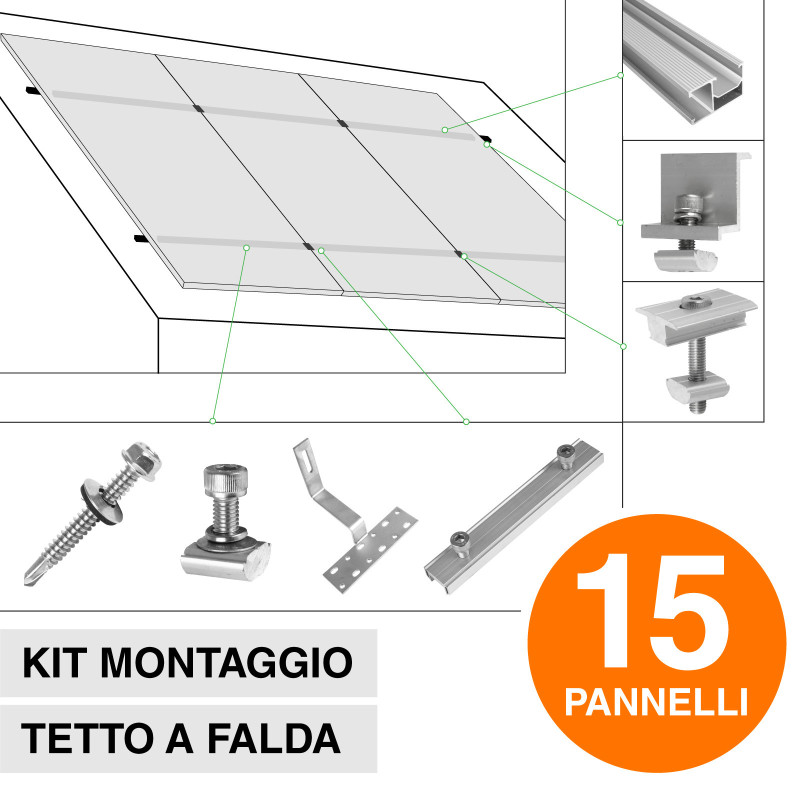 Kit Struttura Montaggio 15 Pannelli Solari Fotovoltaici V-Tac