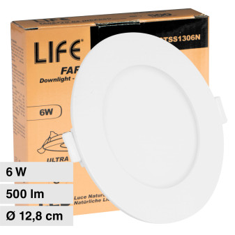 Mini Pannello LED Rotondo Ultra Slim 6W SMD da Incasso Life