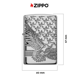 Accendino Zippo mod. 49027 Patriotic Design Antivento Ricaricabile