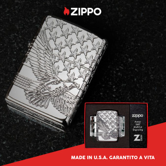Accendino Zippo mod. 49027 Patriotic Design Antivento Ricaricabile