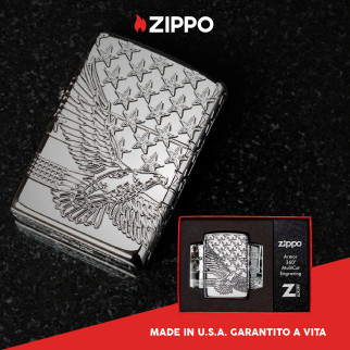 Accendino Zippo mod. 49027 Patriotic Design Antivento Ricaricabile