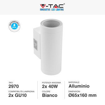 VT-11015 Porta Lampada da Muro per GU10 Applique IP54 V-Tac