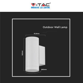 VT-11015 Porta Lampada da Muro per GU10 Applique IP54 V-Tac