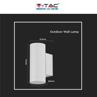 VT-11015 Porta Lampada da Muro per GU10 Applique IP54 V-Tac