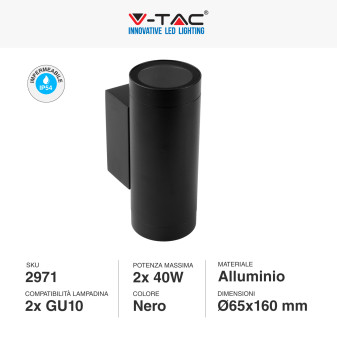 Porta Lampada da Muro per GU10 Applique IP54 V-Tac VT-11015