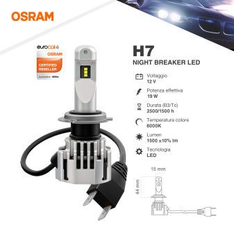 Osram Night Breaker LED Auto 19W Fari 12V - 2 Lampadine H7