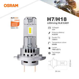 Osram LEDriving HLM Easy Moto LED 16.2W Fari 12V - Lampadina H7/H18