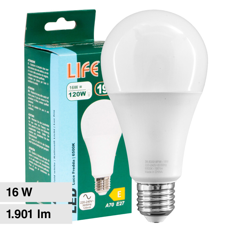 Lampadina LED E27 16W Bulb A70 Goccia Life