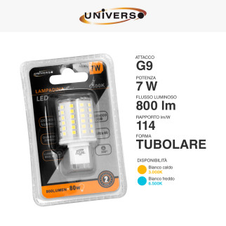 Lampadina LED G9 7W Tubolare SMD Universo