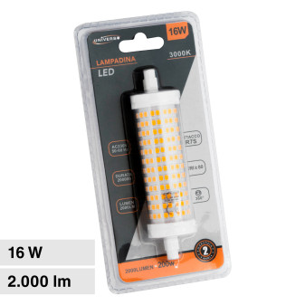 Lampadina LED R7s 16W Tubolare L118 SMD Universo