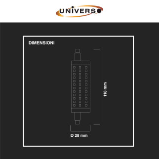 Lampadina LED R7s 16W Tubolare L118 SMD Universo