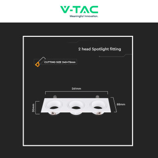 Portafaretto Triplo GU10 GU5.3 (MR16) Bianco Orientabile V-Tac VT-441