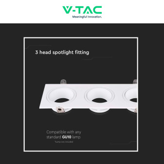 Portafaretto Triplo GU10 GU5.3 (MR16) Bianco Orientabile V-Tac VT-441