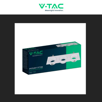 Portafaretto Triplo GU10 GU5.3 (MR16) Bianco Orientabile V-Tac VT-441