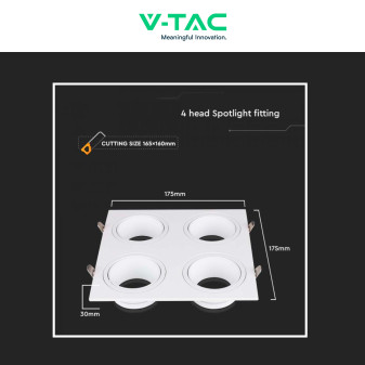 Portafaretto GU10 GU5.3 (MR16) Bianco Orientabile V-Tac VT-442