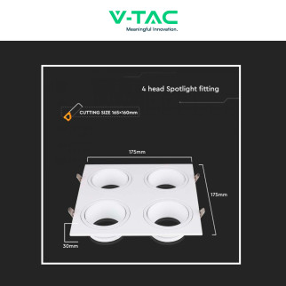 Portafaretto GU10 GU5.3 (MR16) Bianco Orientabile V-Tac VT-442