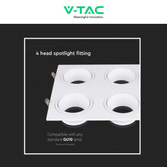 Portafaretto GU10 GU5.3 (MR16) Bianco Orientabile V-Tac VT-442