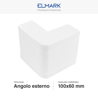 Elmark Angolo Esterno per Canaline Passacavi 100x60 in Plastica Colore Bianco