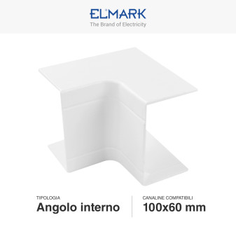 Elmark Angolo Interno per Canaline Passacavi 100x60 in Plastica Bianca