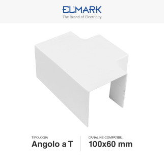 Elmark Angolo a T per Canaline Passacavi 100x60 in Plastica Bianca