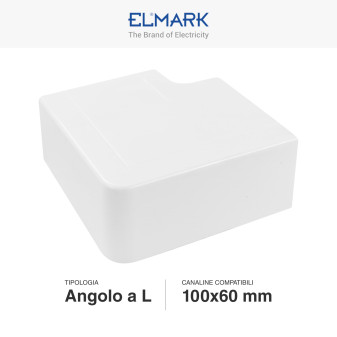 Elmark Angolo a L per Canaline Passacavi 100x60 in Plastica Bianca
