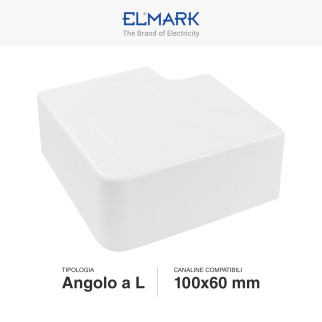 Elmark Angolo a L per Canaline Passacavi 100x60 in Plastica Bianca