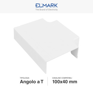 Elmark Angolo a T per Canaline Passacavi 100x40 in Plastica Bianca