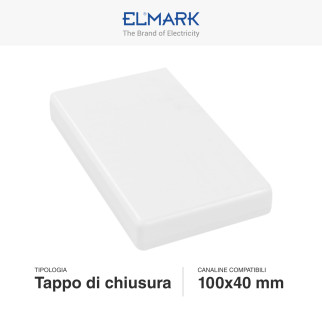 Elmark Tappo di Chiusura Canaline Passacavi 100x40 in Plastica Bianca