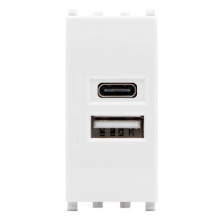 MAPAM Presa USB A+C T2-Gem 633B Bianco - Confezione 10pz - mod. 633B - Compatibile con Vimar PLANA
