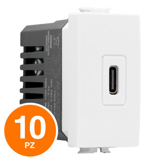 MAPAM Presa USB C T3-Joy 536B Bianco - Confezione 10pz - mod. 536B - Compatibile con BTicino MATIX