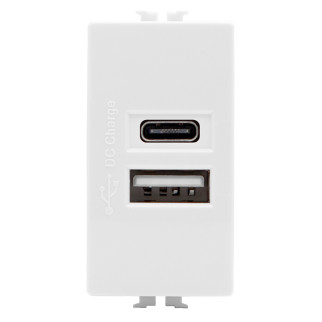 MAPAM Presa USB A+C T3-Joy 533B Bianco - Confezione 10pz - mod. 533B - Compatibile con BTicino MATIX