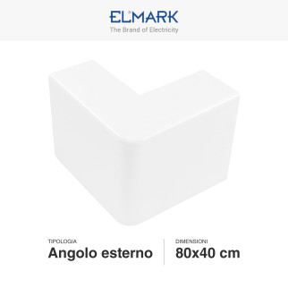 Elmark Angolo Esterno per Canaline Passacavi 80x40 in Plastica Bianca