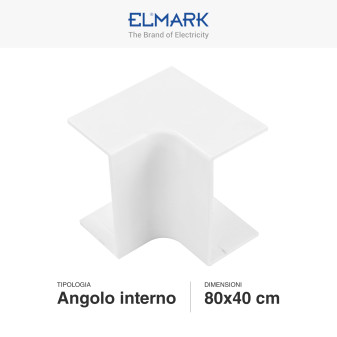 Elmark Angolo Interno per Canaline Passacavi 80x40 in Plastica Bianca